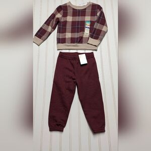 Garanimals Plaid Top and Maroon Joggers Set
